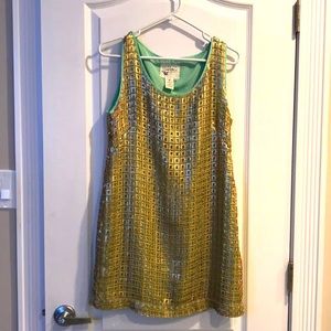 Anthropologie Sequin Mini Dress Mint Green